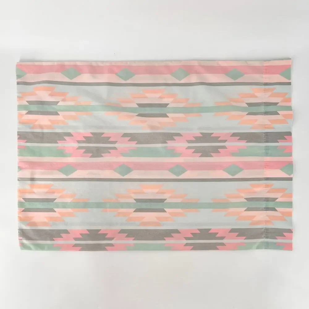 Vintage 80s Soutwestern Pastel Pillowcase Mesa Aztec Lady Pepperell 1980s